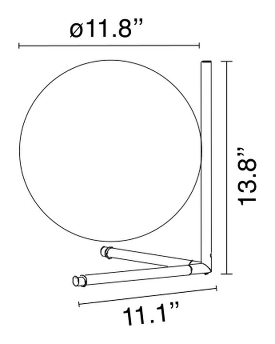IC Lights Table Lamp by Flos, size drawing: IC Lights T2