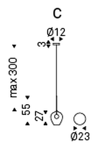 Melody Pendant Lamp by Cattelan Italia, size drawing 3