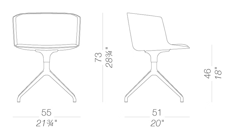 Cut S151 - 152 Chair by LaPalma, size drawing