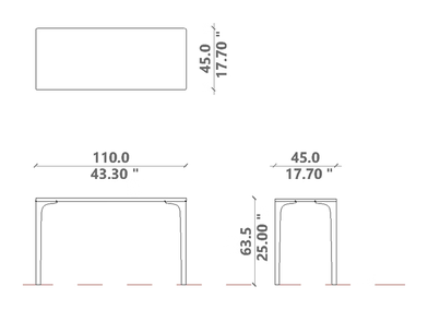 Soul Console by Talenti, size drawing: 110 × 45 × H 63.5