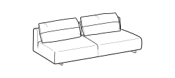 Atlantis Sofa by Ditre Italia, size drawing: 2-seat central element