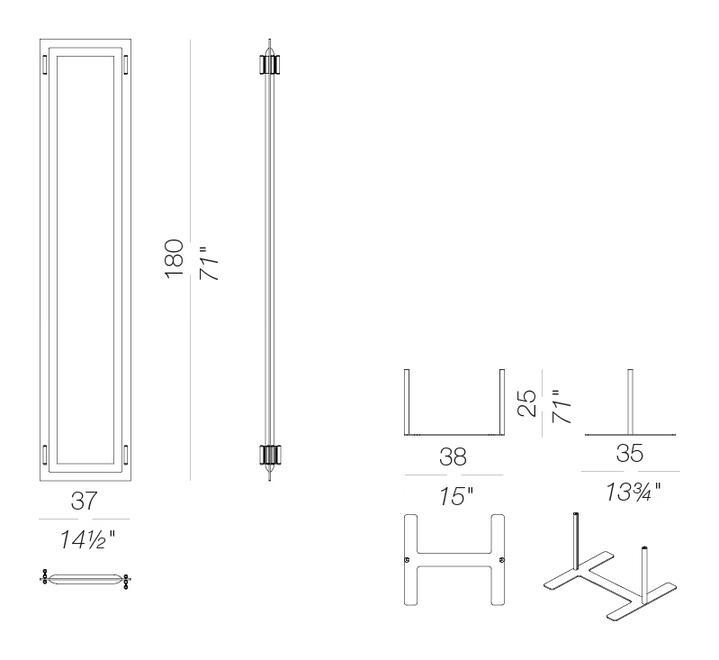Wod Fabric Space Divider H180 by LaPalma, size drawing