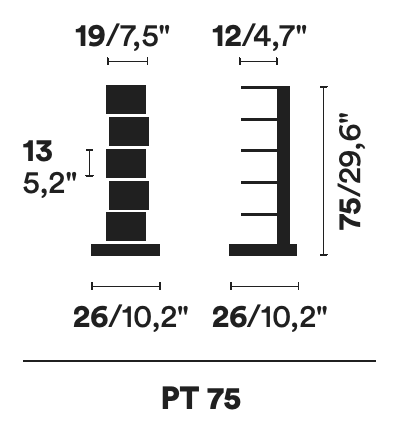 Original Ptolomeo Bookcase by Opinion Ciatti, size drawing: PT 75