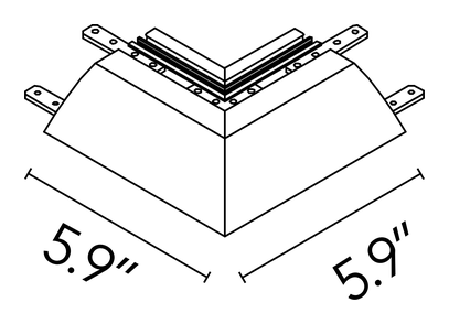 Perimetral Installation Lighting System by Flos, size drawing: Light Cut Mini Corner Outside. Perimetral Installation