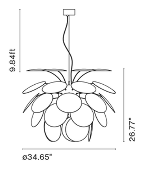 Discocó Pendant Lamp by Marset, size drawing: Discocó 88