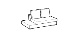 Bijoux 2.0 Sofa by Ditre Italia, size drawing: 2-seat central element with top