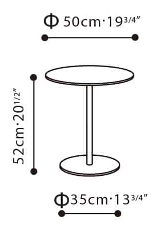Hanna Side Table by Camerich, size drawing