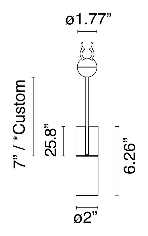 My Circuit Light Shadow Spot Ø45 Module by Flos, size drawing