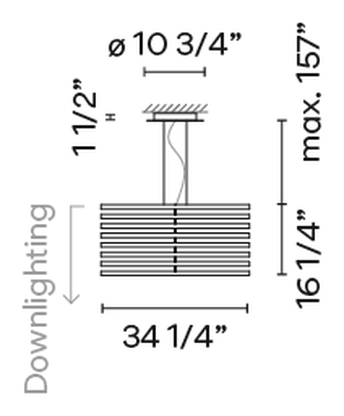 Rhythm Vertical Pendant Lamp by Vibia, size drawing: Model 2165