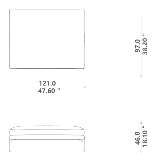 Soul Ottoman by Talenti, size drawing