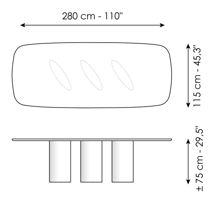 Louver Dining Table by Bonaldo, size drawing 4