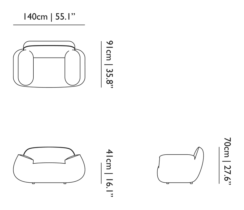 Big George Armchair by Moooi, size drawing