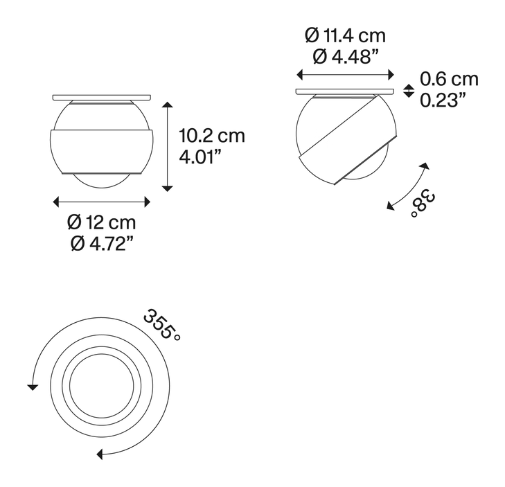 Spider Ceiling Lamp by Lodes, size drawing