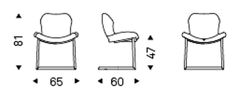Rachel Cantilever Chair by Cattelan Italia, size drawing