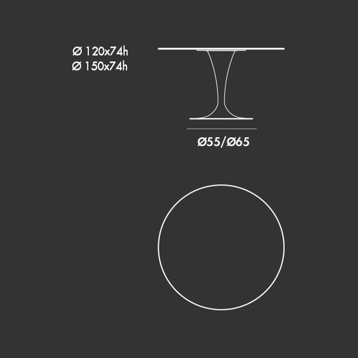 Flûte Wood Dining Table by Sovet, size drawing
