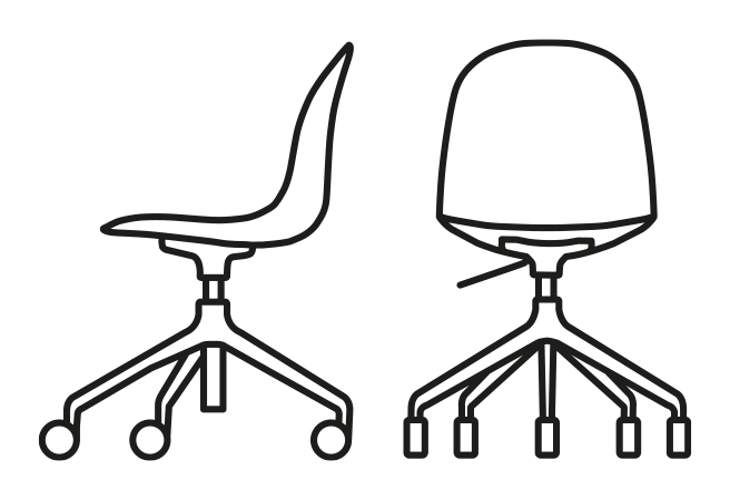 Academy Office Chair, Polycarbonate by Connubia, size drawing
