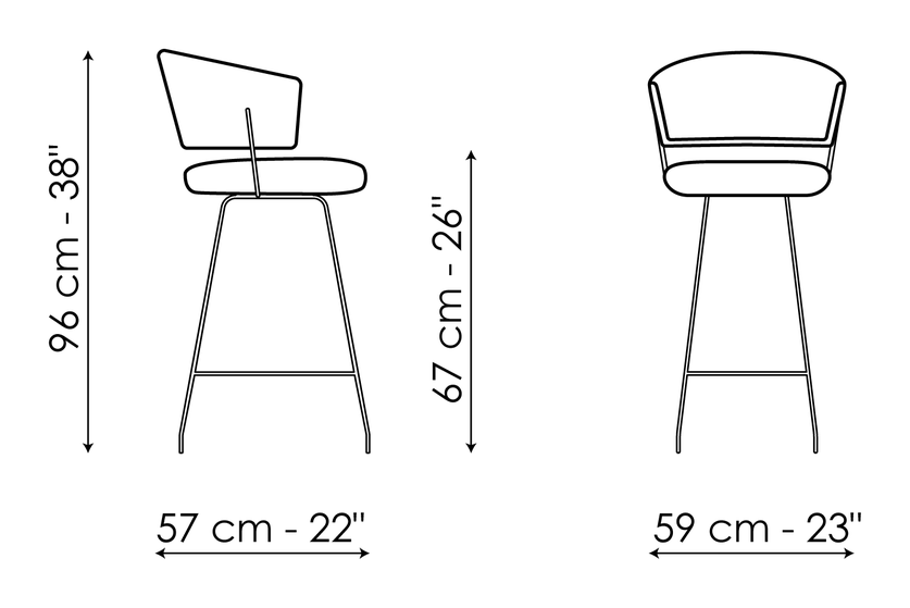 Bahia Too Stool by Bonaldo, size drawing: Bahia too H 67