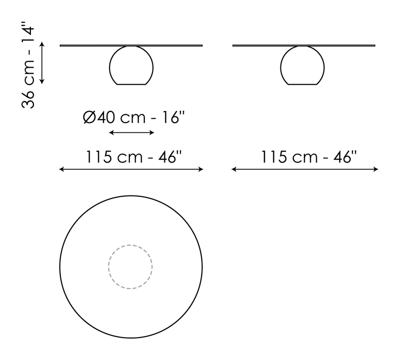 Circus Coffee Table by Bonaldo, size drawing: Circus coffee table Ø115