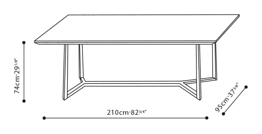 Vessel Dining Table by Camerich, size drawing: C0552012