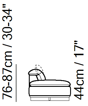 Adam Sectional by Natuzzi Italia, size drawing