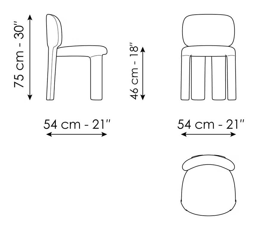 Teia Chair by Bonaldo, size drawing