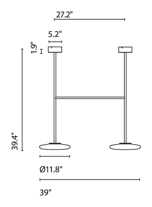 Ihana Ceiling Lamp by Marset, size drawing: Ihana x2 100