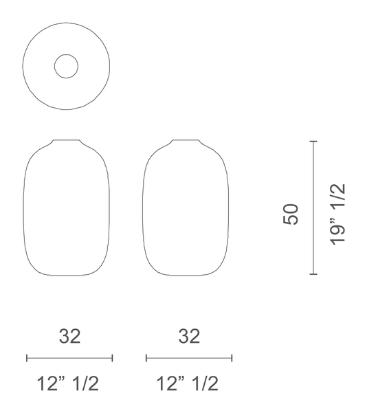 Arya Vase by Cappellini, size drawing: PO_2001C