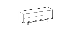 Eric Sideboard by Ditre Italia, size drawing: Sideboard 182 with left drawers and right door