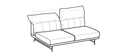 On Line Sofa by Ditre Italia, size drawing: 2-seat central element