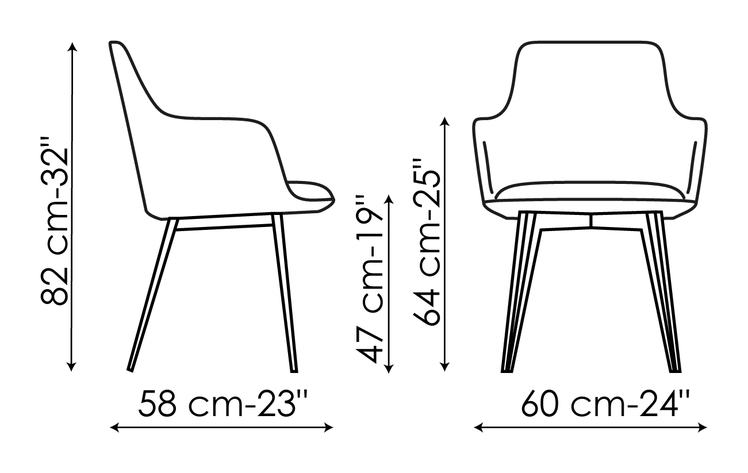 Itala Chair by Bonaldo, size drawing: Miss Itala