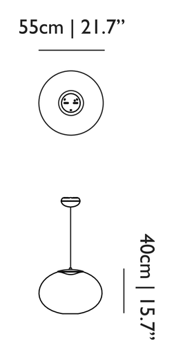 NR2 Pendant Lamp by Moooi, size drawing: Medium