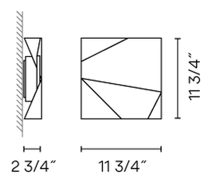 Origami Wall Light by Vibia, size drawing: Model 4500