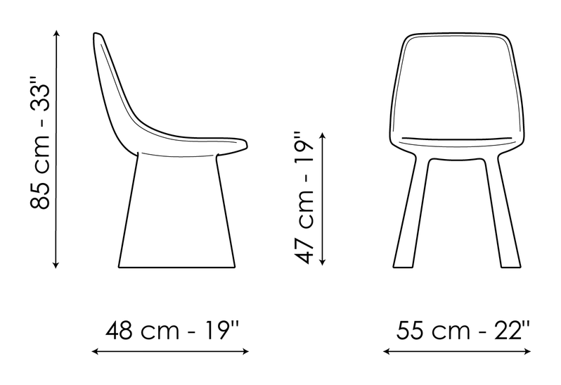 Agea Chair by Bonaldo, size drawing