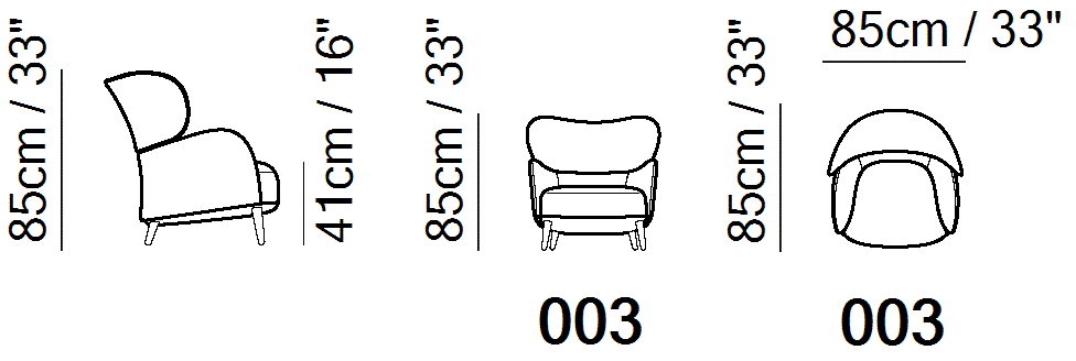 Blossom Armchair by Natuzzi Italia, size drawing