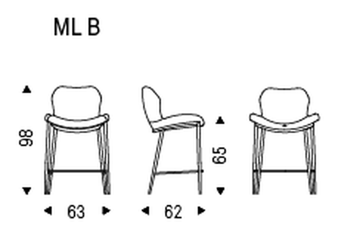 Rachel Sgabello Counter Stool by Cattelan Italia, size drawing 2