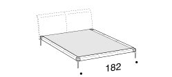 Ada Bed by Ditre Italia, size drawing: Double size bed frame for 180x200 cm mattress