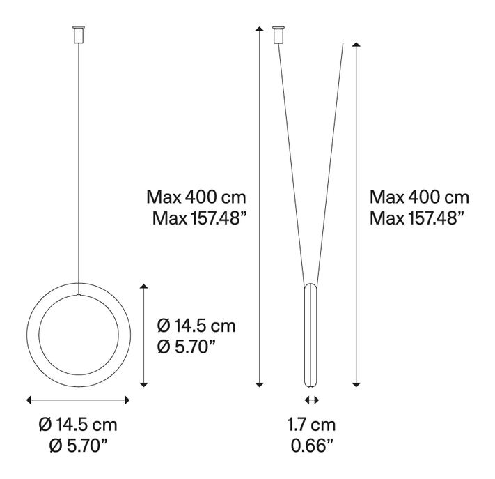 Ivy V Pendant Lamp by Lodes, size drawing