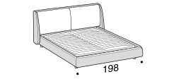 Bend Bed by Ditre Italia, size drawing: Double size bed for 180x200 cm mattress