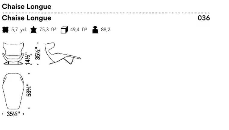Take a Line For a Walk Chaise Lounge by Moroso, size drawing