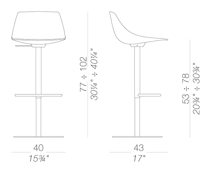 Miunn S104 Stool by LaPalma, size drawing