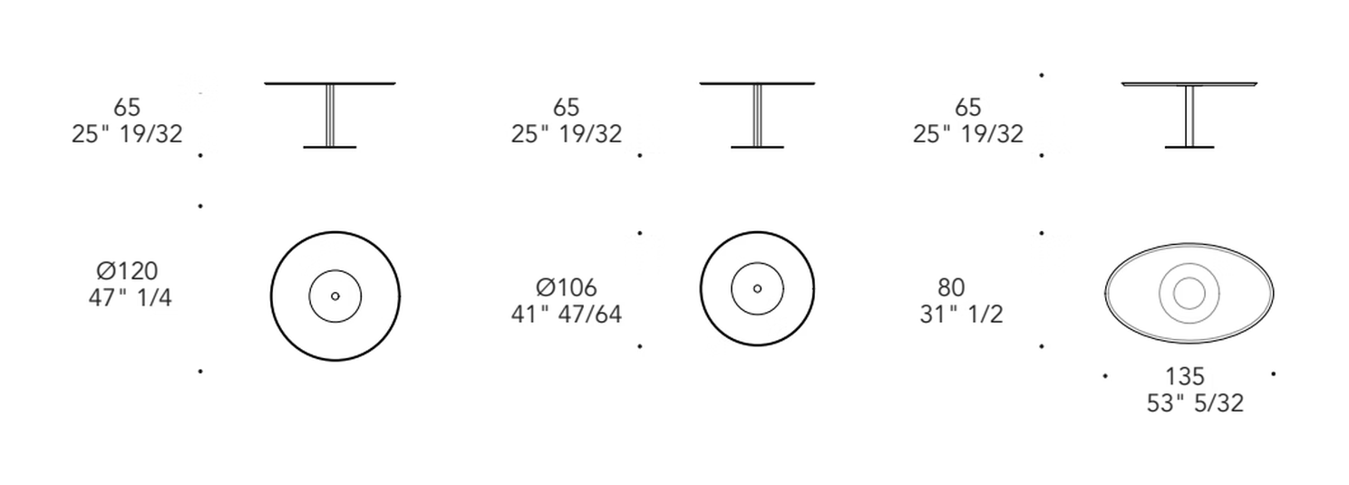 Rondò 65 Lounge Table by Reflex, size drawing