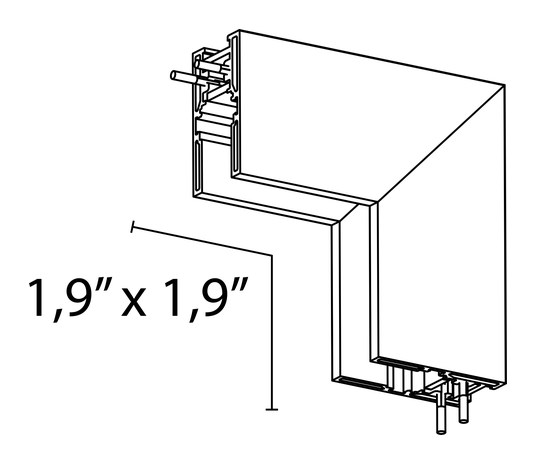 The Tracking Magnet Surface Track by Flos, size drawing: The Tracking Magnet Surface Profile Inner Mechanical Corner