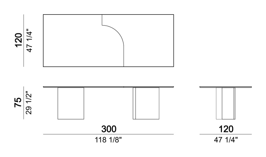 Millennium Dining Table by Arketipo, size drawing 1