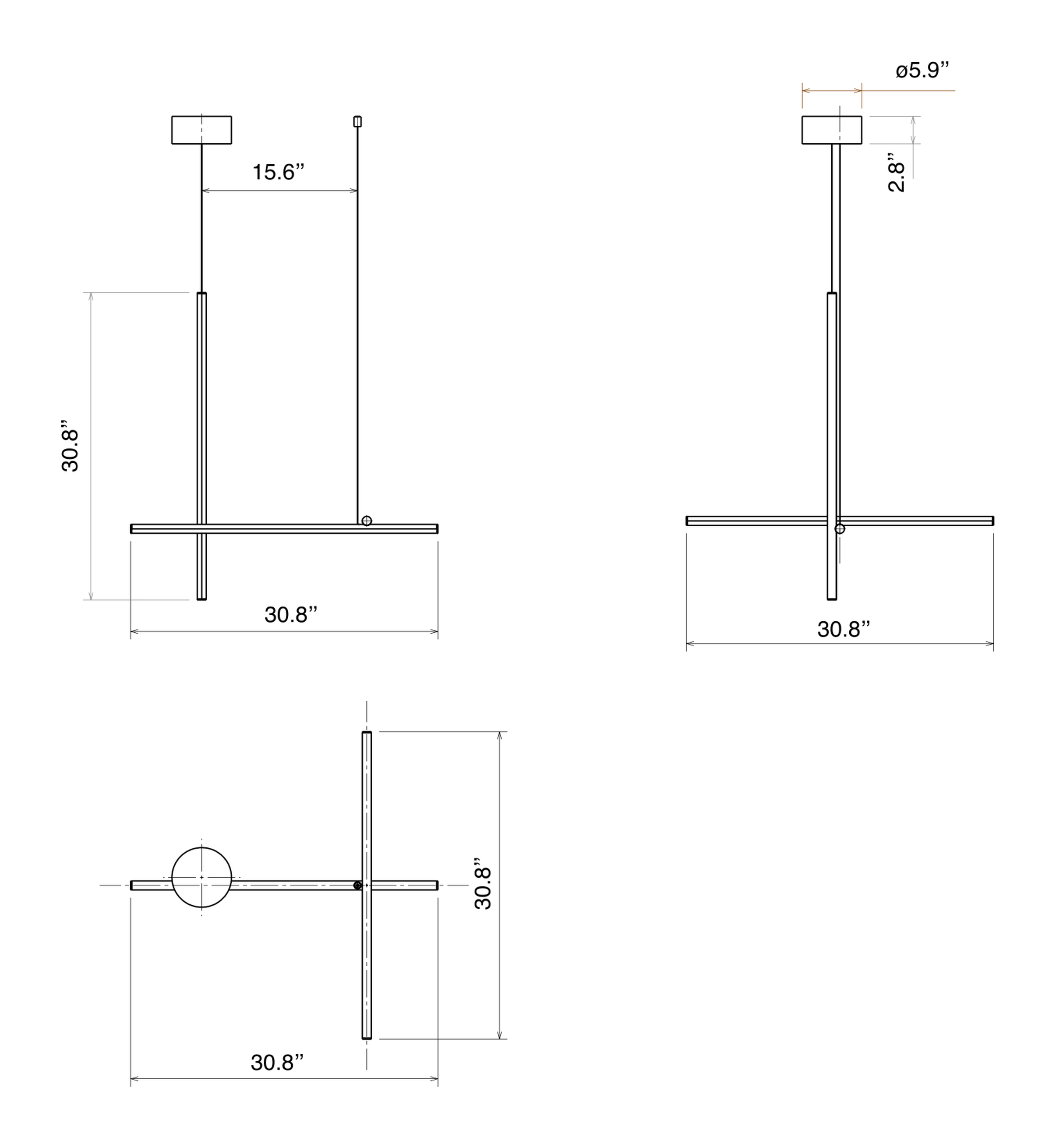 Coordinates Suspension Lamp by Flos, size drawing: Coordinates Suspension 1