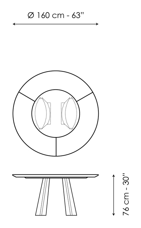 Torii ST Dining Table by Bonaldo, size drawing 1