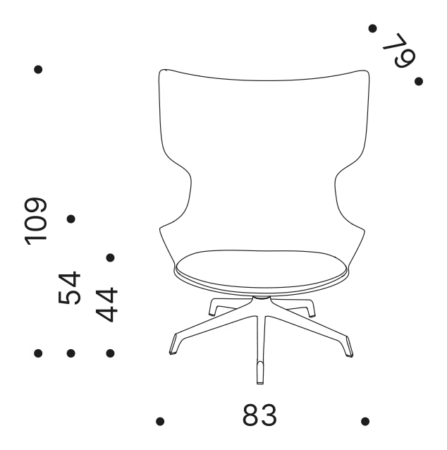 Lou Speak Armchair by Driade, size drawing