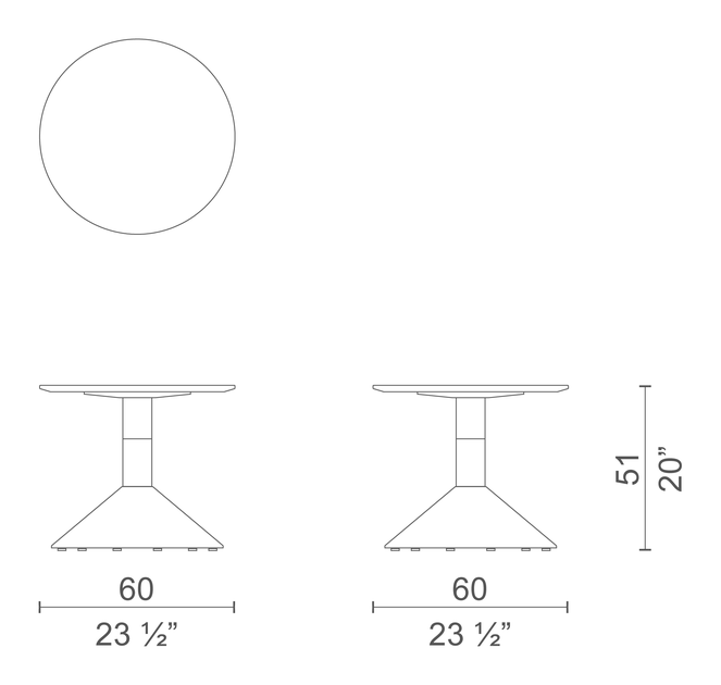 Lud'o Tech Side Table by Cappellini, size drawing: LUT2