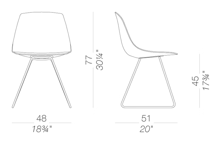 Miunn S160 Chair by LaPalma, size drawing