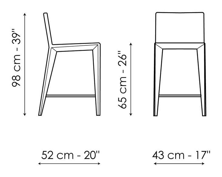Filly Too Stool by Bonaldo, size drawing: Filly up too H 65