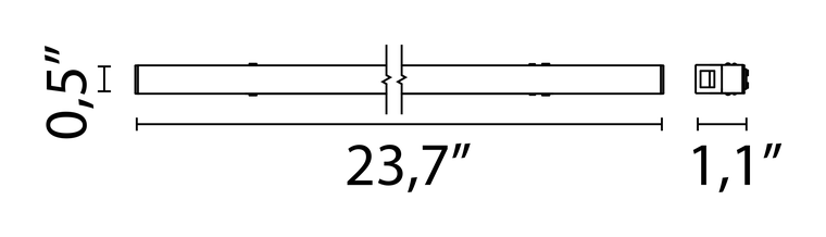 Light Stripe Module, Tracking Magnet by Flos, size drawing: Light Stripe 600 mm